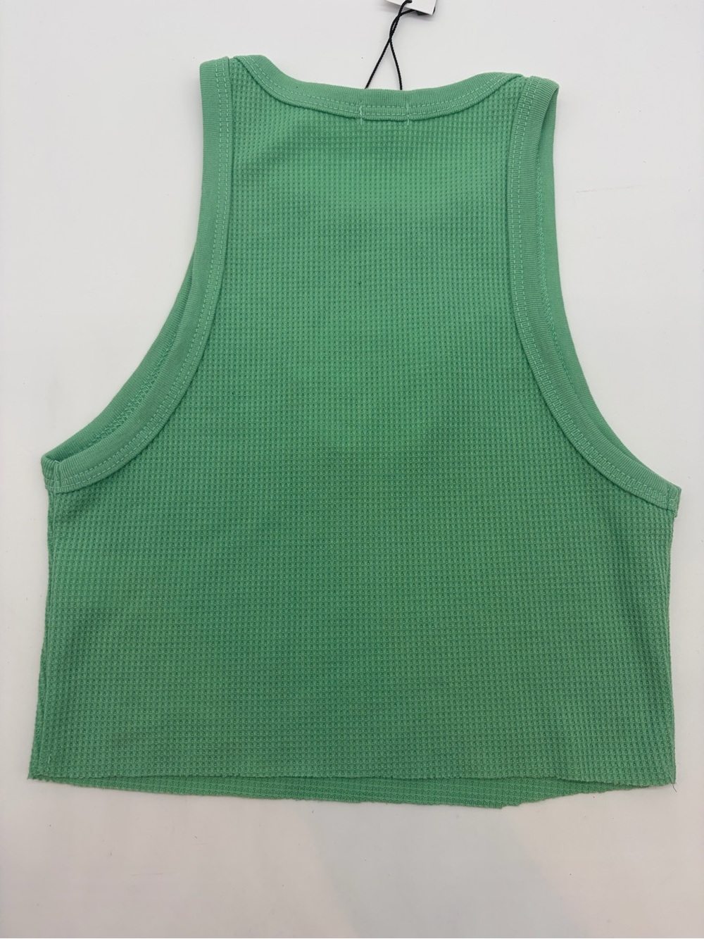 Garage Green Waffle-Knit Cropped Tank with Tennis Graphic - Picture 2 of 4